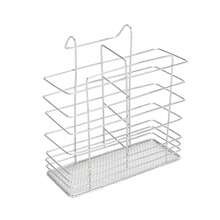 Estante de cocina de metal en forma de S de 2 niveles - Drenaje de doble capa para tazas y platos, organizador de gabinetes que ahorra espacio, solución de almacenamiento de encimera de hierro beige, organización de gabinetes | Estante elegante para platos | Estante metálico resistente - Plateado - Ver 6