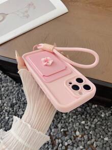 1 件花瓣马卡龙设计手机壳带卡夹和挂绳，防震硅胶壳兼容三星 Galaxy S25、S24、S24+、S24 Ultra、S24 FE、S20、S21、S22、S23 和 11、12、13、14、15、16 系列 - 粉色 - 查看 3