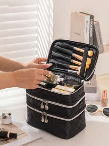 3-Layer Rhombus Cosmetic Bag, Multifunctional Handbag Women Travel Makeup Organizer - Multicolor - View 5