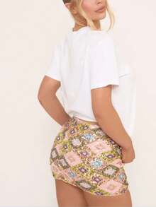 Women's Shiny Sequin Mini Skirt  Y2K Glitter Low Waist Pencil Skirts Bodycon Dance Party Club Short Skirt Geometric Pattern Sequin Skirt - Màu Hồng Tươi - Xem 6