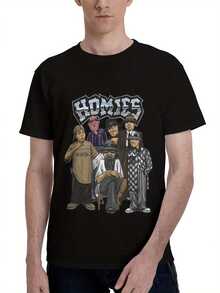 Printed Lil Homies Outfit T Shirt For Men Women Tee Shirt Short Sleeve Clothes 180g - 黑色 - 查看 5