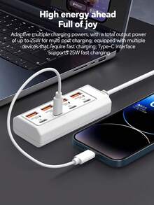 Durcord 8 Ports USB+Type C HUB Extender Multi-Functional Docking Station,8In1 Hub USB On Off Portable Splitter Adapter For Computer Laptop Phone Flash Disk, Mouse, Card Readers, Keyboards, Gaming Devices, Mp3 Players, HDD, Etc.PC, Book, Pro, Cellphone OTG Adapter, Printer, Camera, USB Fan Or Any Other USB Peripherals And More