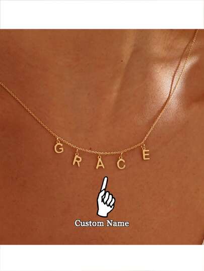 1Pc Dangle Letter Necklace, Personalized Name Necklace, Multiple Initial Name Necklace, Initial Pendant For Mom, Personalized Birthday Gift Christmas Gift