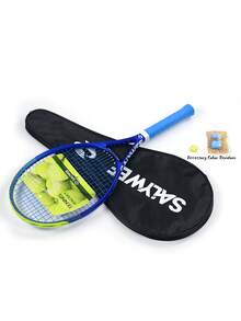 SALYWEE Llamativa raqueta de tenis de aluminio y fibra de carbono azul/verde unisex, con cuerdas premium, patrón pre-encordado 16x19, peso 345±10g, tamaño de cabeza de raqueta 102 pulg², con bolsa portátil, amortiguador de vibración y pelota de tenis para entrenamiento de jugadores intermedios