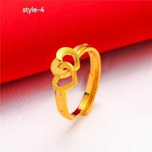 1pc 24K Gold Plated Simulated Rose Flower Open Ring For Women