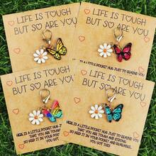 1个/4个/5个/6个/12个装精美蝴蝶钥匙扣礼盒套装，附赠励志卡片、多色蝴蝶吊坠、友谊日口袋礼物，适合所有收礼人，可作包包和钥匙扣挂件，蝴蝶和龙虾扣饰品挂钩，创意时尚的万圣节配饰，教师节包包挂绳（带证件套），汽车配饰，包包挂件，汽车配饰，姐妹礼物创意 - 彩色 - 查看 7