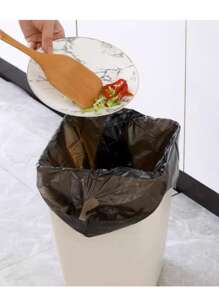 100个/50个/5个加厚加大黑色垃圾袋，垃圾袋厨房，蔬菜袋大垃圾袋，适用于纸张，塑料，瓶子，报纸，草坪塑料袋带手柄T恤袋散装塑料袋 - 黑色 - 查看 6