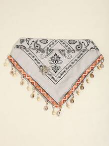 2pcs Handmade Women Bohemian Cashew Flower Scarf Shell Tassel & Scarf Pin Set/ Pearl Tassel Cashew Flower Scarf & Scarf Pin Set, Suitable For Music Festivals, Art Exhibitions, Beach Vacations, Parties, Craft Markets - A - View 8