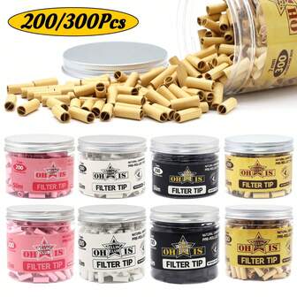 200/300 st förrullade pappersfilter, 7 mm, 4 färger på cigarettfiltertips, cigarettfilterrör, lämpliga för förrullade papper, röktillbehör, lämpliga för fester, daglig användning, högtidspresenter, födelsedagspresenter, halloween, jul