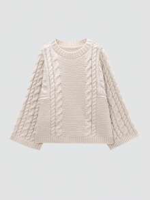 Women's Autumn Fashionable Minimalist Cable Knit Pullover Sweater