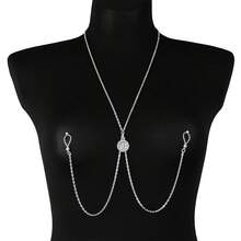 Nipple Jewelry Chain Non Piercing - Fake Nipple Piercing With CZ Dangle For Women, Sexy Chain Necklace To Nipple - Sexy Body Chain