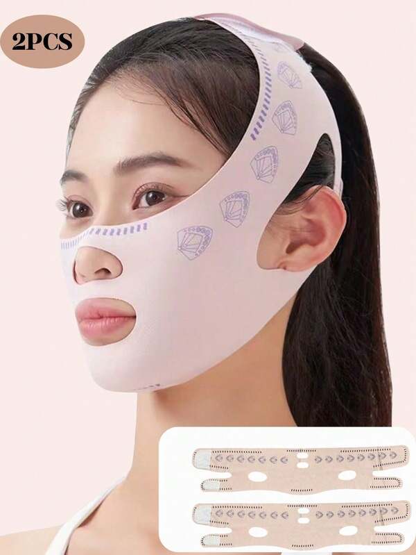 1pc/2pcs V-Face Face Lifting Mask, Can Be Used For Sleep, Exercise And Yoga, Reusable