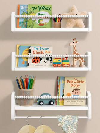 1/3 st flytande hyllor för barnrum, minimalistiskt designad väggmonterad förvaringshylla, väggmonterad studentbokhylla, barnbokhylla, bilderbokshylla, bokhylla för dagis