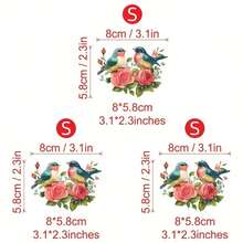 1/2/3pcs Set Cute Colored Pencil Sparrow & Rose Heat Transfer Stickers - Comfortable Floral And Bird Pattern Iron-On Patches For Decorating Jackets, T-Shirts, Bags, Pillows, Baseball Caps, Etc.