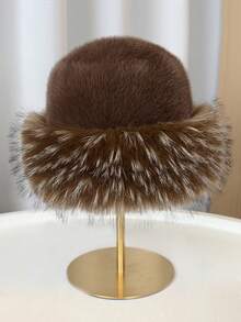 1pc Women Winter Furry Hat, European & Korean Style Warm Headwear, Solid Color Cute & Versatile, Thicker Design - Multicolor - View 14