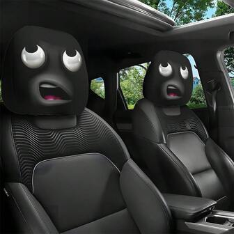 2pcs Funny Car Headrest Covers - No-Fill Design, Easy Installation, Fit For All Vehicles - Perfect For Halloween, Christmas, Everyday Use - Funny Faces Decoration - Car Interior Accessories For Men & Women - No Additional Padding Needed, Car Accessories, Holiday Decorations, Quirky Design, Lightweight Material, Holiday Shoppers, Best For Christmas