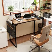 Furniture Escritorio Moderno Escritorio para Computadora Escritorio de Estudio con Bolsa de Almacenamiento Adecuado Escritorio de Oficina Ligero y Resistente Marrón 100 x 48 x 74cm - Marrón (100 x 48 x 74 cm) - Ver 12