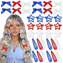 36 piezas Conjunto de pasadores de pelo con moños y estrellas de colores de moda para mujeres, lindos mini pasadores de pelo, elegantes accesorios de princesa, bailarina y hada Y2K, adecuados para uso diario, 3 colores, regalos decorativos para el Día de San Valentín, Halloween, Navidad, pinzas para el cabello, ganchos para el cabello, pasadores de pelo, barrettes, moda de otoño, pasadores de pelo rosa, accesorios rosas, moños