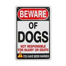 1pc 30*20cm Beware Of Dog Personalized Metal Signs, Gift For Him Men Dad, Man Cave, Indoor And Coffee Bar Room Bathroom Home Wall Fall Bedroom  Classroom Kitchen Porch Office  House  Decoration Stuff Classroom Living Patio Outdoor Decor Decorations Halloween Christmas - 彩色 - 查看 1