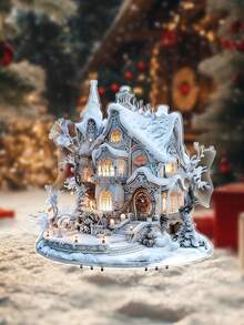 Acrylic Snow House Yard Decor - 20cm/7.87inch, 20cm/7.87inch, Scratch & Chemical Solvent Resistant, Clean Cut Edges, Ideal For Christmas, Halloween, New Year, Winter & General Season Decorations