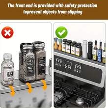 2pcs 30 Inch Magnetic Stove Top Shelf Spice Rack Storage, Silicone Top Heat Material Stove Rack Shelf Flexible Seasoning Organizer Kitchen Shelves Gadgets (Black) - 黑色 - 查看 4