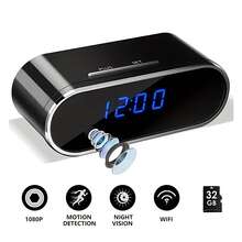 1080P HD WFi Camera Clock 32GB Card, Night Vision, Motion Detection, Loop Recording, 2.4GHz WiFi Connection, Remote Real-Time View, Great For Home, Office, Warehouse Monitoring - Black - View 2