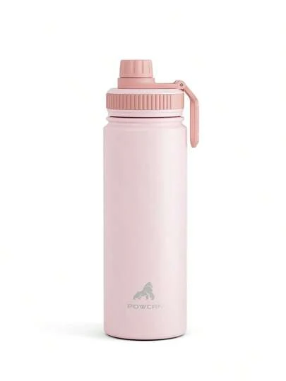 Botella de agua deportiva de acero inoxidable con aislamiento de 18/26/40 oz con tapas de pico y asa, jarra de agua de boca ancha con doble pared a prueba de fugas. Mantiene el frío durante 24 horas y el calor durante 12 horas.