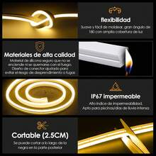 Luz Led Neon Blanca Cálida 5M 600 Ledes Flexible Cortable IP67 Impermeable para Exterior Habitación - Azul - Ver 7