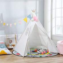 1pc White Teepee Tent, Conical Tent With Carrying Case, Foldable Portable Play Tent Suitable For Indoor And Outdoor, Camping