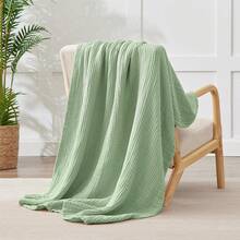 Large 50 X 70% Cotton Muslin 6-Layer Breathable Lightweight Throw Blanket Bed And Couch, Soft Quilt Bedspread, All-Season Gauze Blanket Adults, Lavender - 08 - 鼠尾草綠 - 查看 3