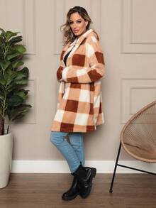 Plaid Ted Coat - Brown - View 4
