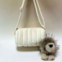 Joyeuse Casual Cute Dopamine Style Lightweight Soft Plush Puffy Down Knitting Quilt Bag Yellow Mini Crossbody Bag Bucket Bag With Adjustable Strap For Girls And Women Perfect For Gift Bag And For Fall Essential For Shopping And For Daily Use