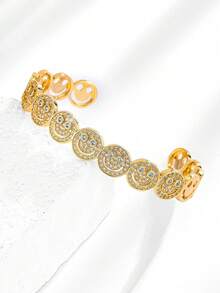 1 pieza Decoración con baño de cobre con cara sonriente y circonita cúbica, adecuada para fiestas y reuniones