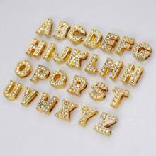 1個時尚簡約鋅合金大寫字母26個和鑽石鑲嵌珠子,可用於diy情侶禮物,手鍊,項鍊,腳鍊,可混搭配對出售