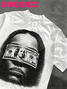 EMCGICC Street Life Men's Y2k Style (220 Pure Cotton T-Shirt) Retro Graphic Funny Printing,Hip Hop ,LOVE,Men's Summer Tops Round Neck Short Sleeve Casual T-Shirt, Summer Street Sports Life Men's - 白色 - 查看 2