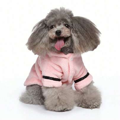 1pc Pet Hooded Bathrobe [All Season] Puppy & Kitten Hooded Bathrobe - 3 Seconds Quick Dry, Cute Pet Sleepwear & Robe