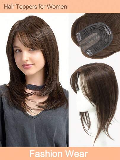14Inch 18Inch Hair Topper Brown Hair Toppers For Women Toppers Hair Pieces For Women Hairpieces For Thinning Hair Synthetic Hair Toppers For Women Daily Wear