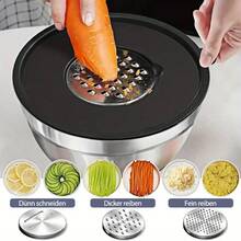 19-Piece Stainless Steel Kitchen Utensil Set – Multifunctional Mixing Bowls With Lids, Salad Bowl, Egg Mixing Bowl, Salad Mixing Bowl, And Storage Bowl! Ideal For Storing Fruits And Vegetables – Perfect For Home Kitchens! - 黑色 - 查看 6
