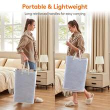 Cesto portabiancheria pieghevole e grande, cesto portabiancheria in piedi impermeabile con manici per il trasporto facile per vestiti in camera da letto, bagno, college, dormitorio per adulti, 75L