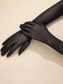 Lady's Black Makeup Ballroom Gloves, Highly Elastic Mesh Opera Gloves, Elegant, High-End, UV-Resistant And Fashionable. Suitable For Wearing At Opera Balls, Bridal Weddings, Halloween Role-Playing Events And Festival Parties. - Multicolor - View 10