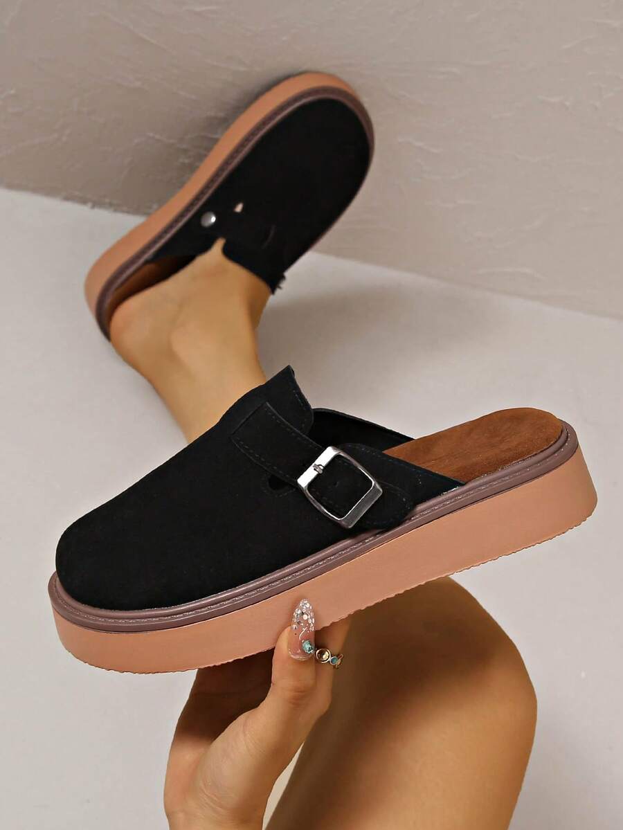 Giày đế dày mũi tròn mới cho nữ, mùa xuân/hè, kaki, be, đen, nâu, giày lười đi chơi thường ngày, đa năng