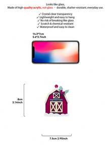 1pc Christmas Red Cottage Ornament, Rustic Farmhouse Style Christmas Tree Hanging Decoration, Holiday Party Supplies, Winter Interior Decoration, Christmas Wall Hangings, Holiday Pendant Ornaments, Seasonal Home Decoration, Door Decoration Pendant, Window Display, Suitable For Living Room, Bedroom, Office, Shop(Please Tear Off The Protective Film Before Use, Acrylic Material Is Not Glass) Christmas Decorations Room Decor