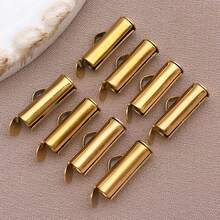 10 buah Gesper Ujung Geser Stainless Steel 304, Gesper Tabung, Penutup Ujung Geser, Aksesoris Perhiasan, Perlengkapan untuk Pembuatan Perhiasan DIY - MultiWarna - View 21