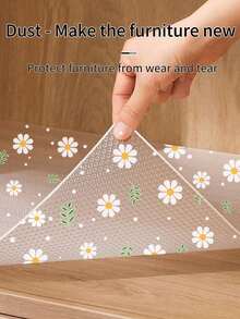 1件装卷帘柜小型透明菊花收纳垫，不粘抽屉垫，防油冰箱垫，EVA防水冰箱杯垫，橱柜垫，简约餐桌垫 - 雛菊圖案 - 查看 7