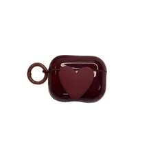 Burgundy Heart-Shaped Protective Case For AirPods 1/2/3/Pro/Pro2, Ideal Gift