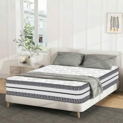 Colchón 90x200 cm, Colchón Viscoelástico con Memory Foam, Latex, Muelles Ensacados, H3 Durezza Media, Altura 25 cm, Soporte, Antiácaros, Mattress Individual, Apto para Adultos y Niños