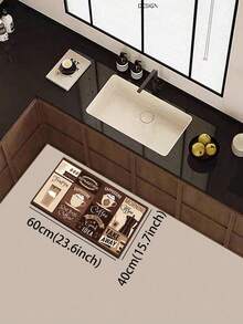 1pc Coffee Themed Silica Gel Kitchen Mat, Featuring Coffee Pot, Cups, Beans And Text Elements Such As "COFFEE", "CAPPUCCINO", "ESPRESSO", Exuding A Rich Coffee Culture Ambiance Christmas Decor Kitchen Rug - Multicolor - View 4