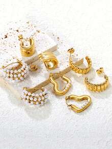 Fashionable And Exquisite Gold Color Earrings , High Quality Anti Allergy Stainless Steel Ear Gifts For Women Mom Girlfriend Birthday Party Jewelry