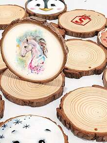 10 piezas de adornos navideños, adornos redondos de estilo rústico para colgar, decoraciones en blanco para manualidades de árboles de Navidad, fiestas navideñas, paredes de estilo campestre y decoración del hogar