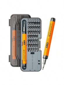 46 合 1 迷你精密电动螺丝刀，静音、可充电、高扭矩、多功能、便携式、带透明工具箱的电动工具套件，适用于电脑、手机维修工具 - 彩色 - 查看 2